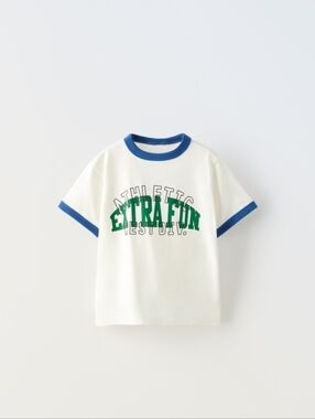 TEXT PRINT RINGER T-SHIRT SIZE 4 YEARS
